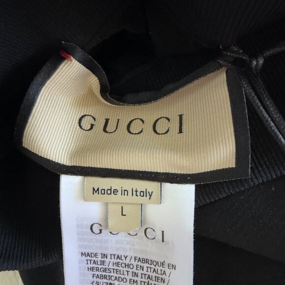 NWT GUCCI BLACK LEGGINGS LOGO Jersey Polyamide Sz L - Picture 7 of 8